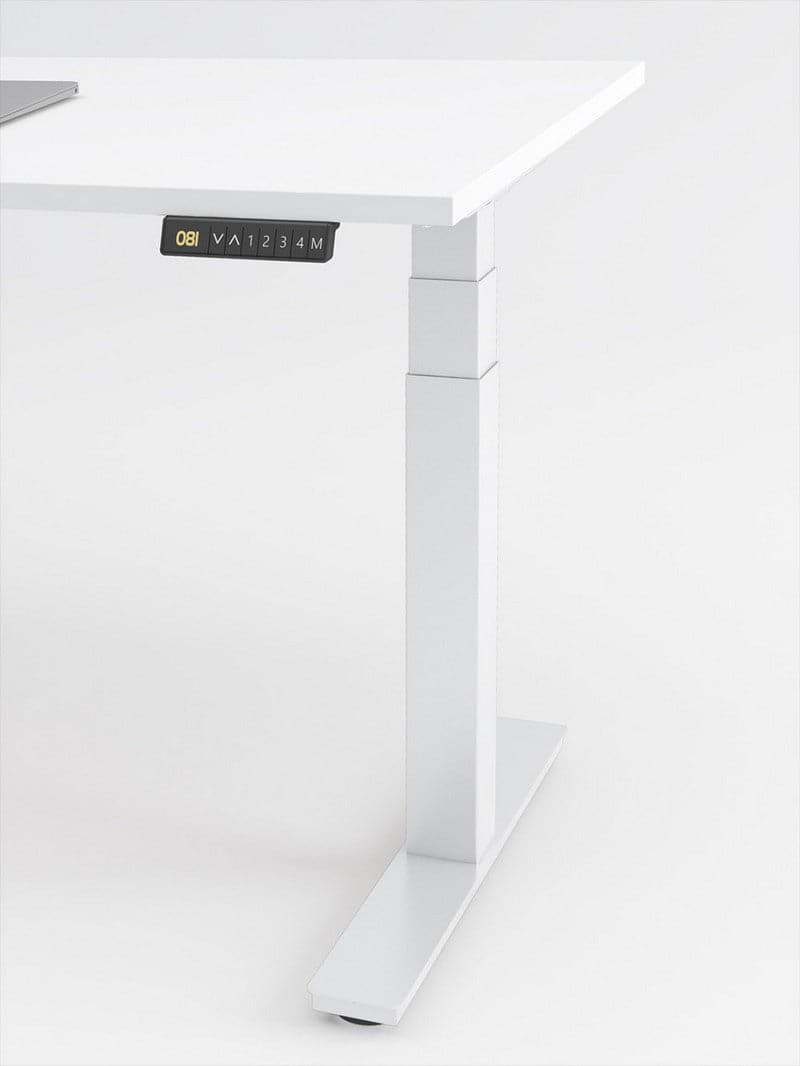 bureau réglable en hauteur électrique LINUS+, piètement blanc, 140 x 80 cm,  blanc 