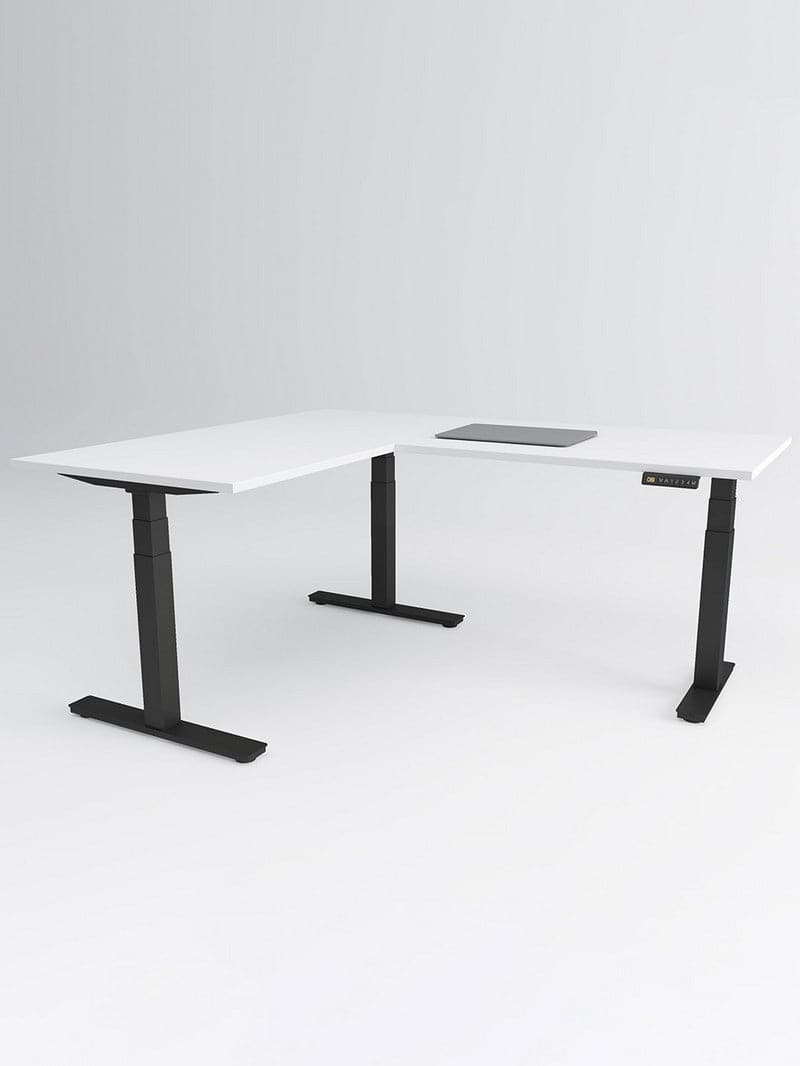 Bureau d'angle assis-debout électrique Poste de travail debout réglable en  hauteur en forme de L avec plateau de table 